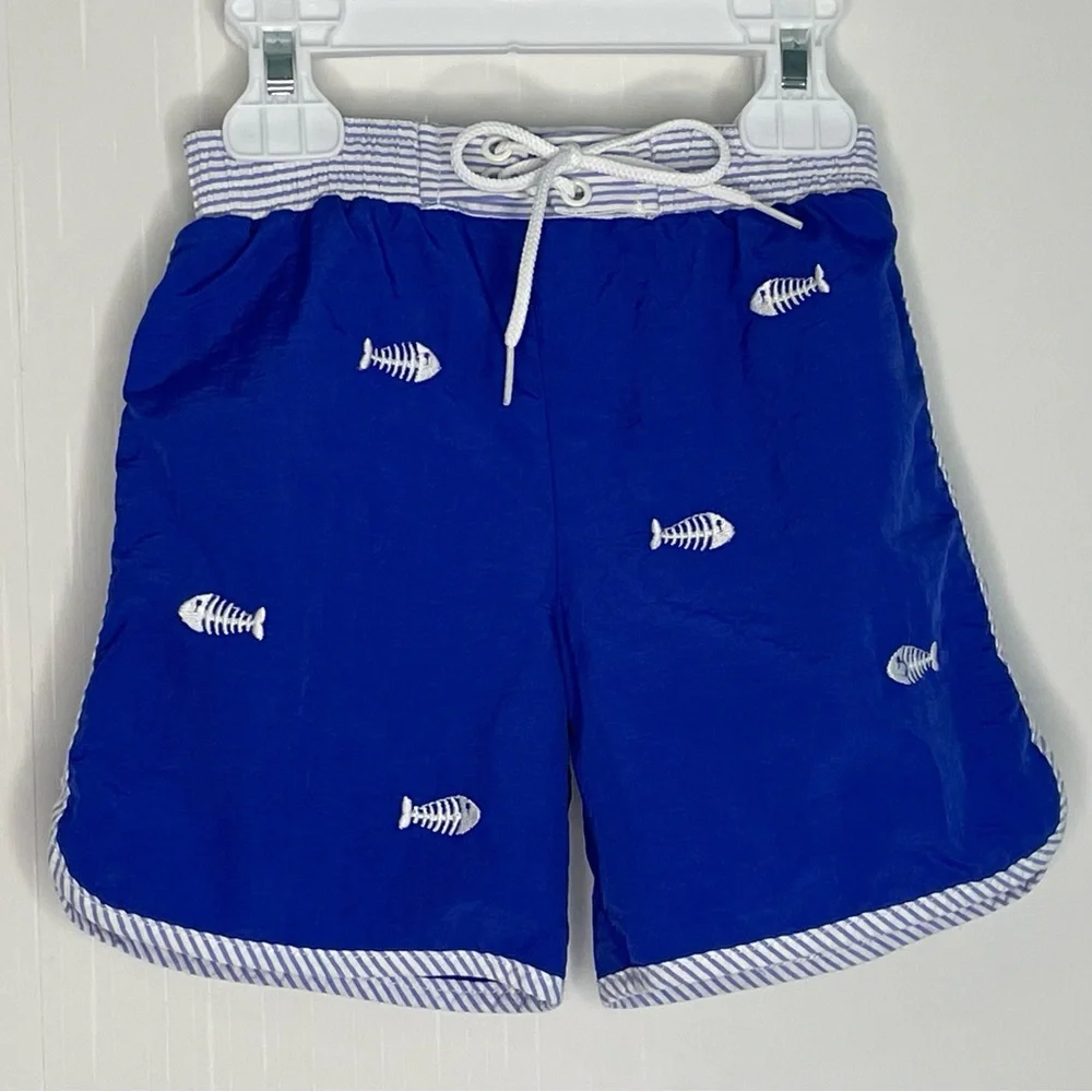 Florence Eiseman Boys Blue Bonefish Swim Trunks 2T